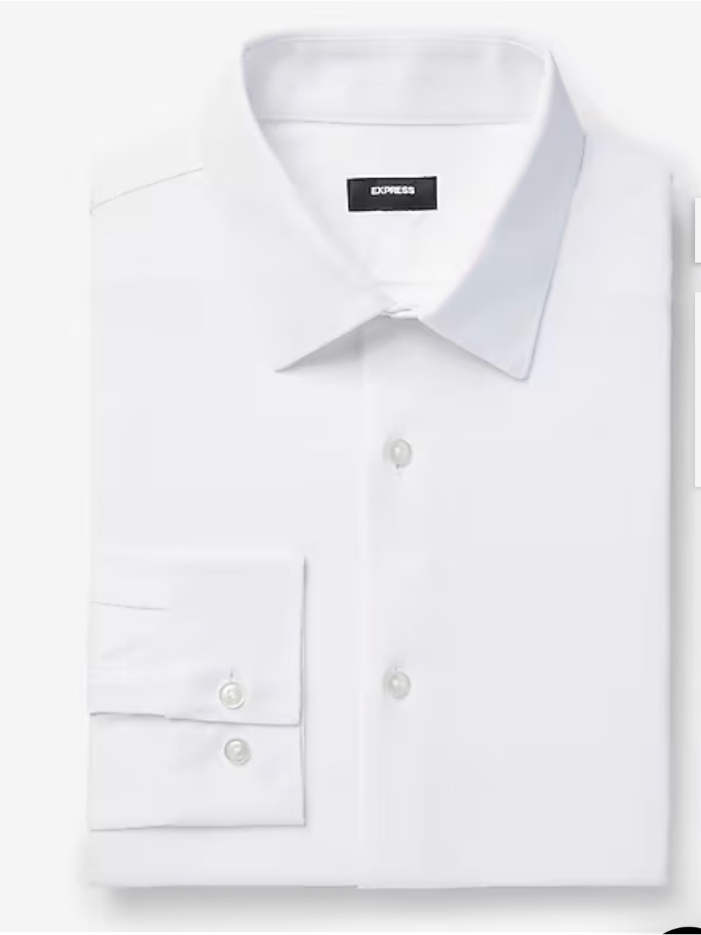 Express Men’s Large White Dress Shirt - Point Collar Slim Fit